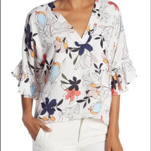 Parker Bell Sleeve Floral Blouse, Size S